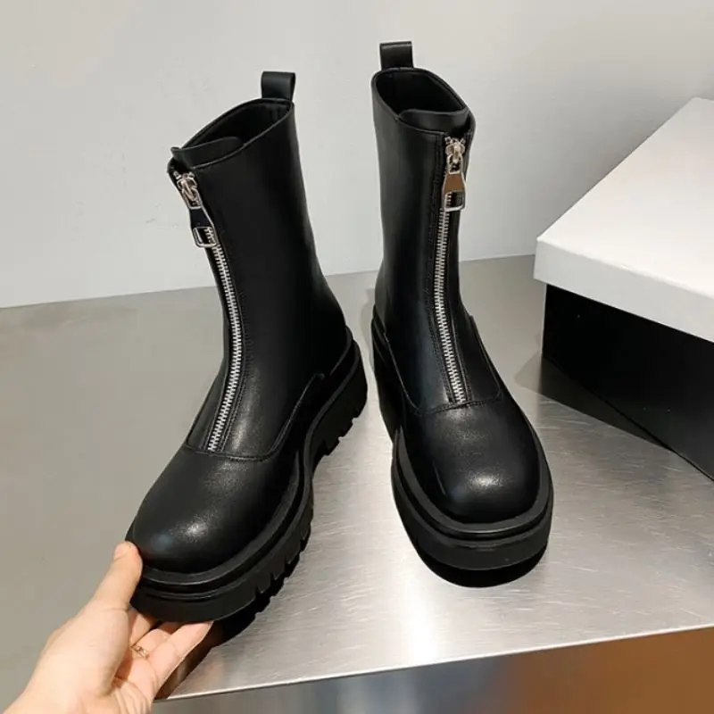 Taoffen Size 33-43 Women Short Boots Fashion Platform Zipper High Heel Winter Shoes Woman Warm Mid Calf Lady Casual Footwear | Обувь