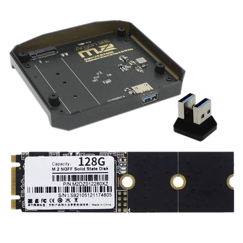 

For Argon One M.2 Case Expansion Board USB 3.0 to M.2 Sata Adapter with 128GB SSD for Raspberry Pi 4B Base