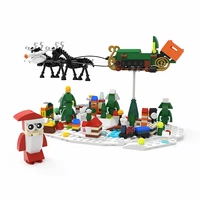 moc christmas snow scene winter wonderland building blocks set santa cottage snowman pumpkin elk bricks toys for children gifts