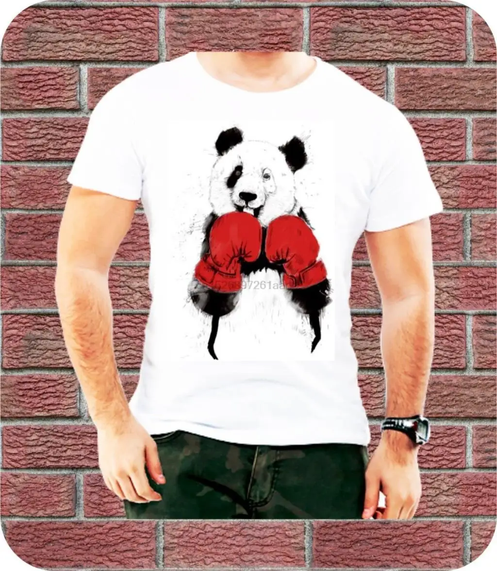 Панда-боксер Мужская футболка комический подарок на день рождения модный Спорт