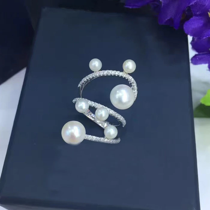 Дизайнерские Модные вечерние кольца из стерлингового серебра 925 пробы с