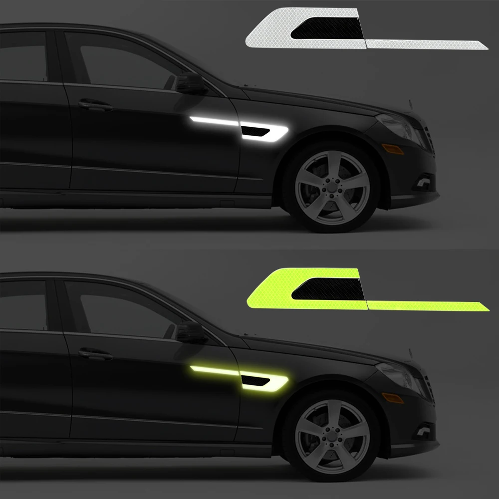 2 Pcs/set Car Reflective Stickers Safety Warning Strip Tape Auto Door Sticker Decal Car-styling Bumper Strips | Автомобили и