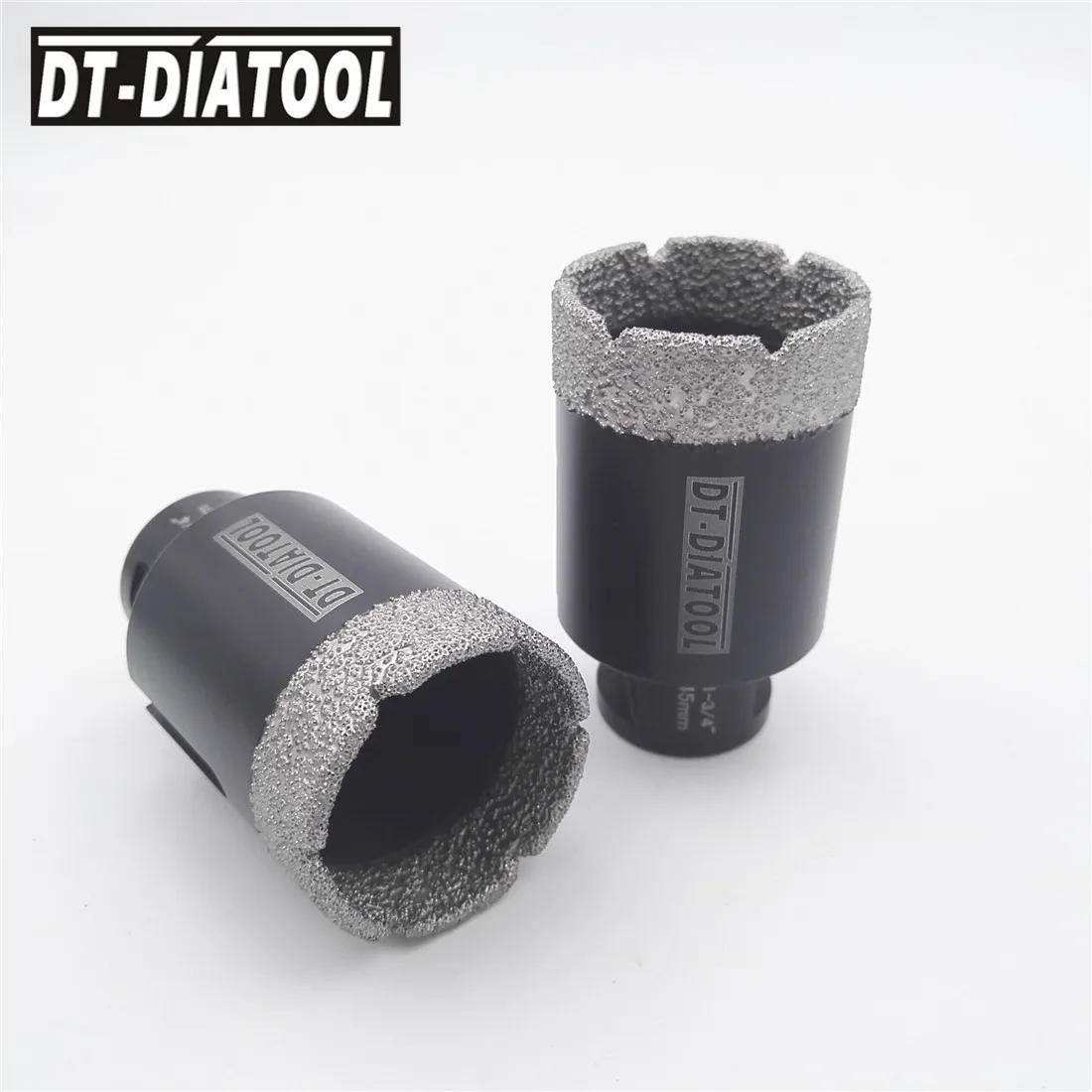 

DT-DIATOOL 2pcs 5/8-11 Thread Dia 1-3/4" Vacuum Brazed Diamond Dry Drilling Core Bits Porcelain Tile Granite Marble Hole Saw