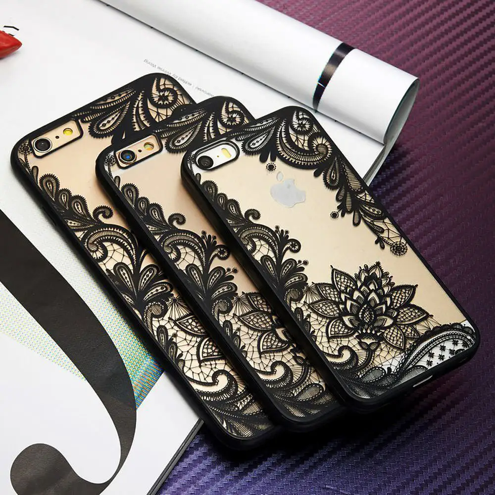 L-FADNUT Transparent Flower Hollow Lace Case For HUAWEI Mate 20 Lite Nova 4e Clear Back Shell P20 Pro P30 Girls Cover |