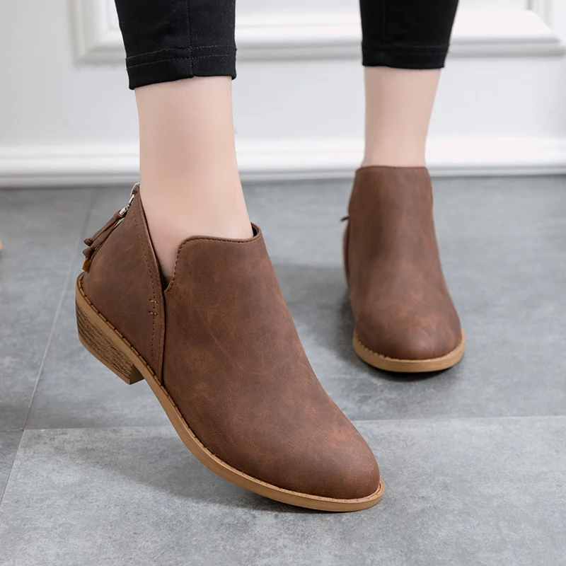 

Осенние ботильоны для женщин обувь женские зимние ботинки на толстой подошве на молнии повседневные привлекательные женские ботинки на кв...