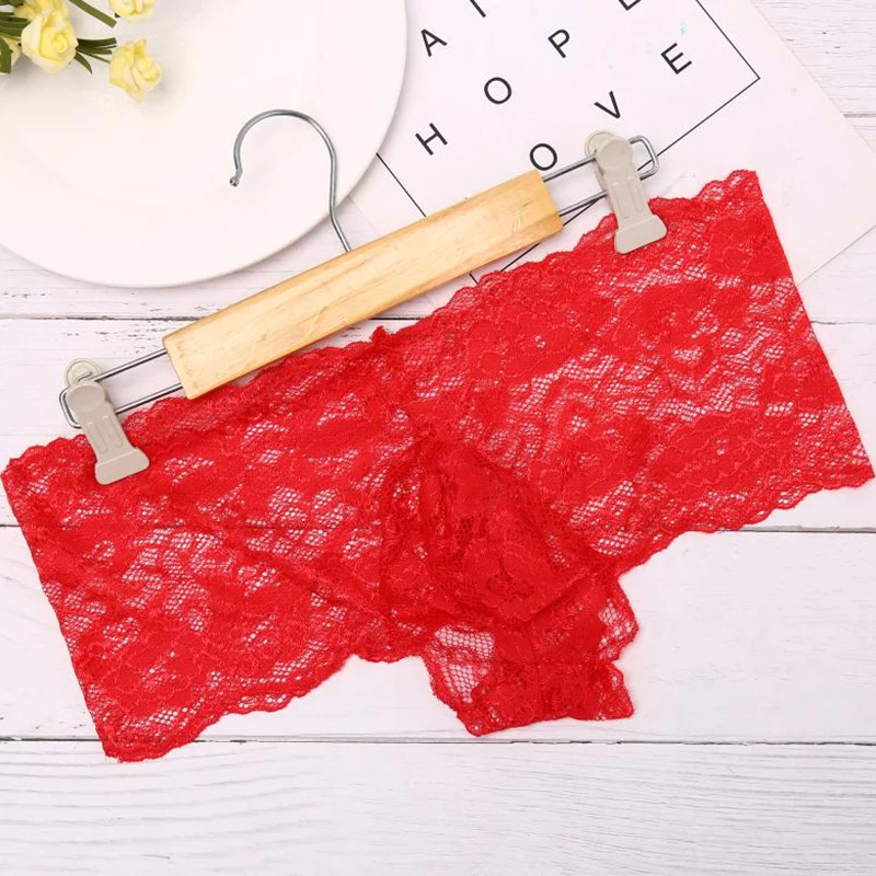 

Sexy Mens Floral Lace Briefs Jockstrap Pouch G-string Underwear Sissy Underpants