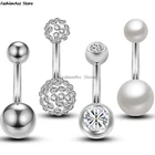 4 шт., кольца для пирсинга пупка, из нержавеющей стали, 14 г