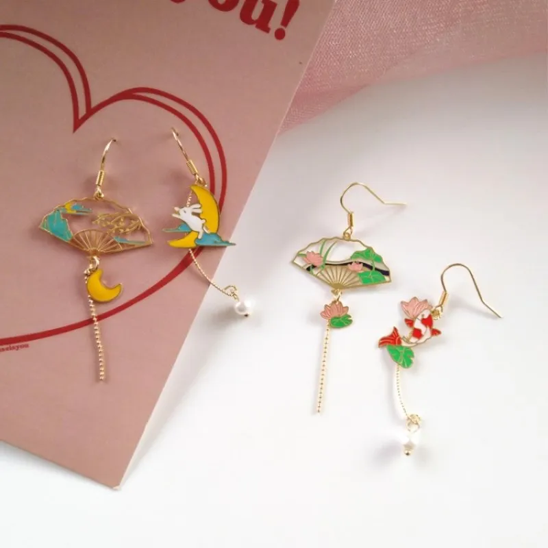 Оригинальный дворец серьги в виде веера темперамент восстановление древнего