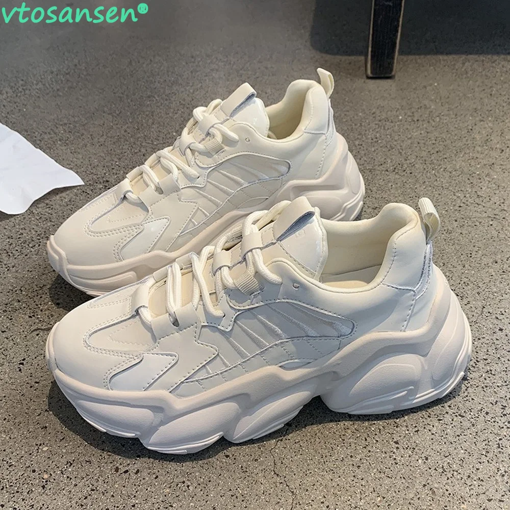 

Женские дышащие кроссовки для бега, легкие белые повседневные кроссовки на толстой подошве для девушек, 2021