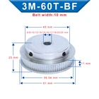 Шкив зубчатого вала 3M-60T BF, внутренний диаметр 68101214151617192025 мм, ширина 11 мм для ширины 10 мм ремень ГРМ 3 м