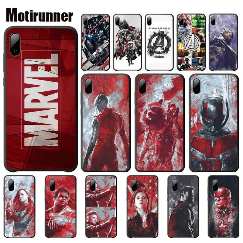 Motirunner Marvel Avengers Luminous Tempered Mobile Case For Xiaomi Redmi Note 4x 4a 5 5a Plus 6 6a Pro S2 Telephone Accessories | Мобильные