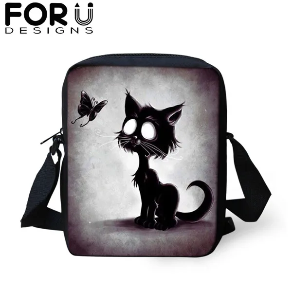 FORUDESIGNS/готический Черная кошка школьные сумки 3 шт./компл. для девочек и мальчиков Повседневное 3D Для женщин рюкзак ортопедический рюкзак детская дорожная сумка для книг - Цвет: CDGX1388E
