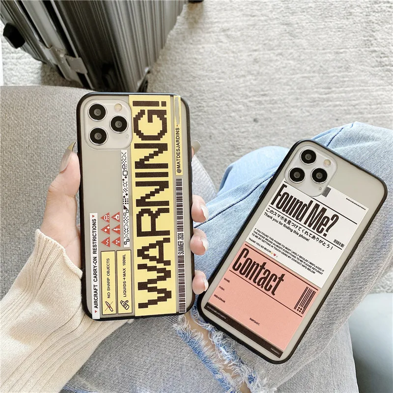 Люксовый бренд предупредительный знак Матовый Жесткий Чехол для ПК iphone 12 11 Pro Max X