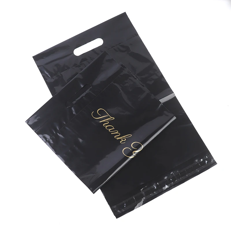 

10Pcs 9.8x14.5 in Black Thank You Mailer Adhesive Envelopes Bags Courier Shipping Portable Poly Mailer