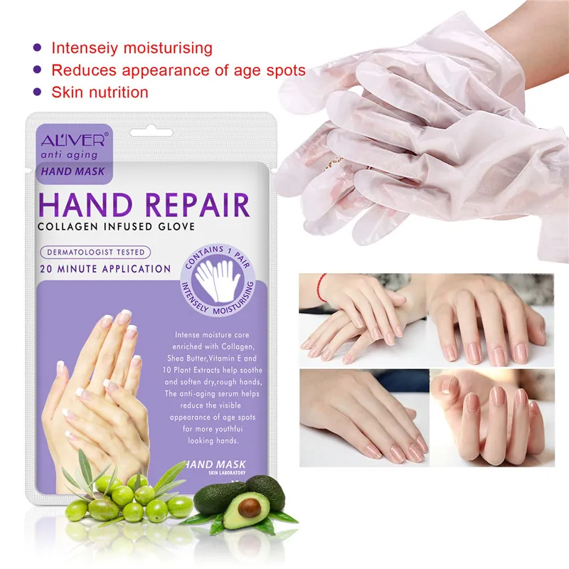 

Skin Care Sets ALIVER Soft Hand Mask Moisturizing Silk Skiing Improves Dry Exfoliating Hand Care whitening moisturizing
