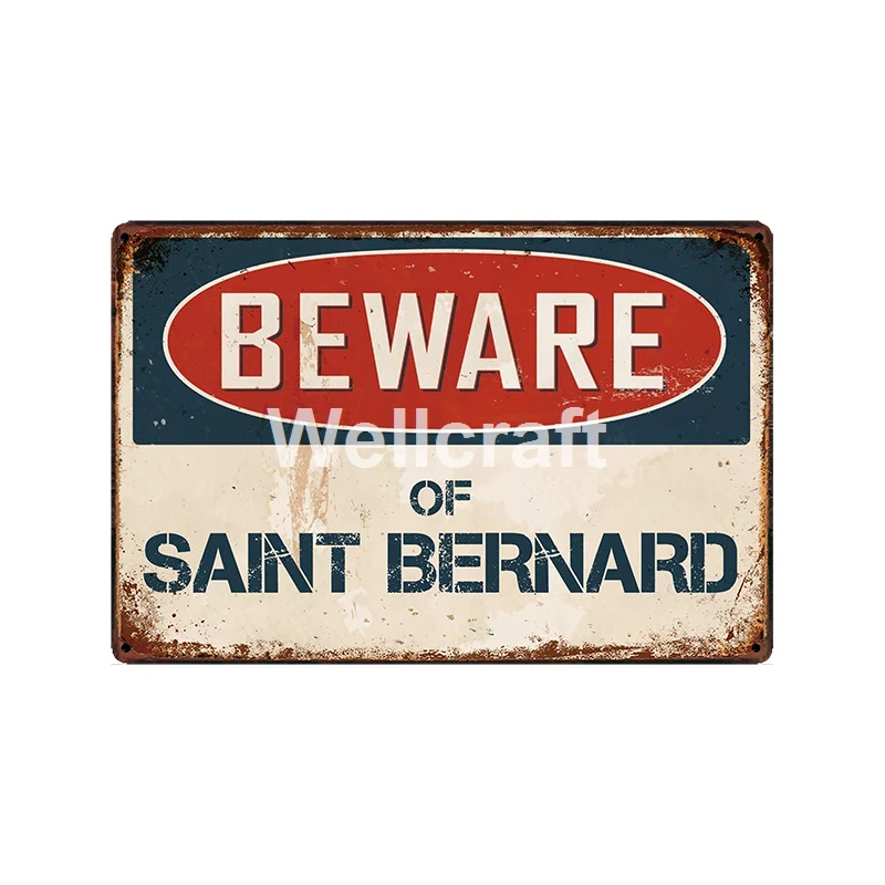 

[WellCraft] Be ware of saint Бернар, металлическая табличка, настенные оловянные плакаты, винтажная живопись, индивидуальный Декор