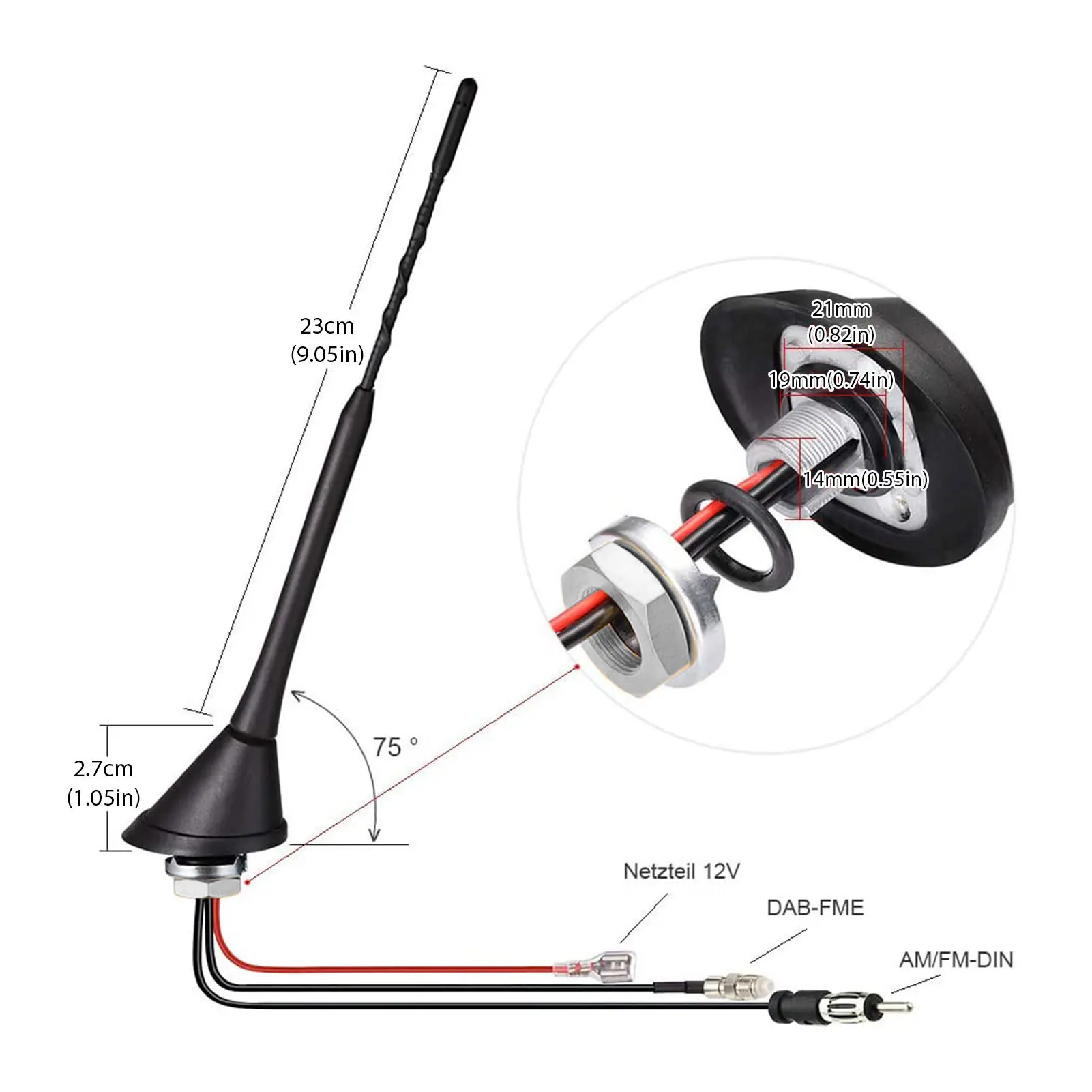 

Car Antenna Set Radio Amplified Splitter AM FM Radio Antenna Aerial Kit Active Amplified DAB + FM Radio Antenna Mast Car Part