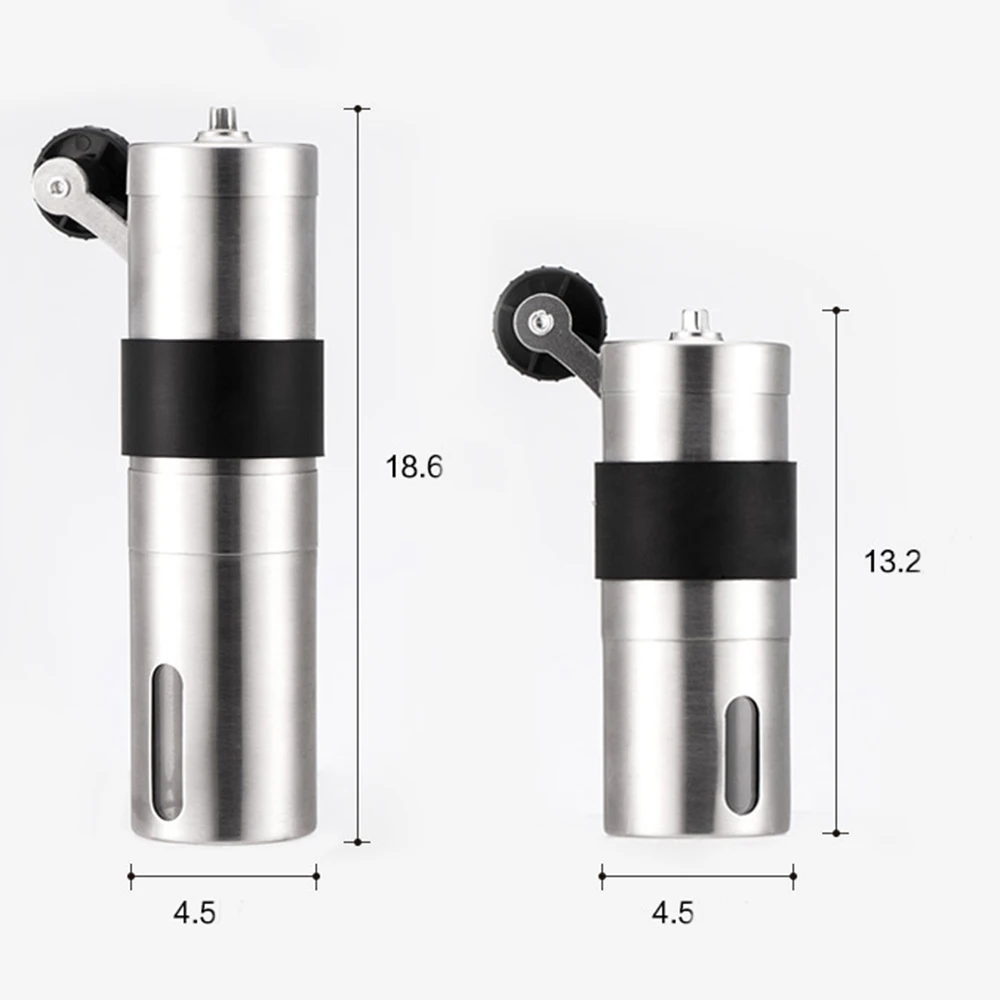

2 Size Manual Ceramic Coffee Grinder Stainless Steel Adjustable Coffee Bean Mill With Rubber Loop Ring Easy Clean Kitchen Tools