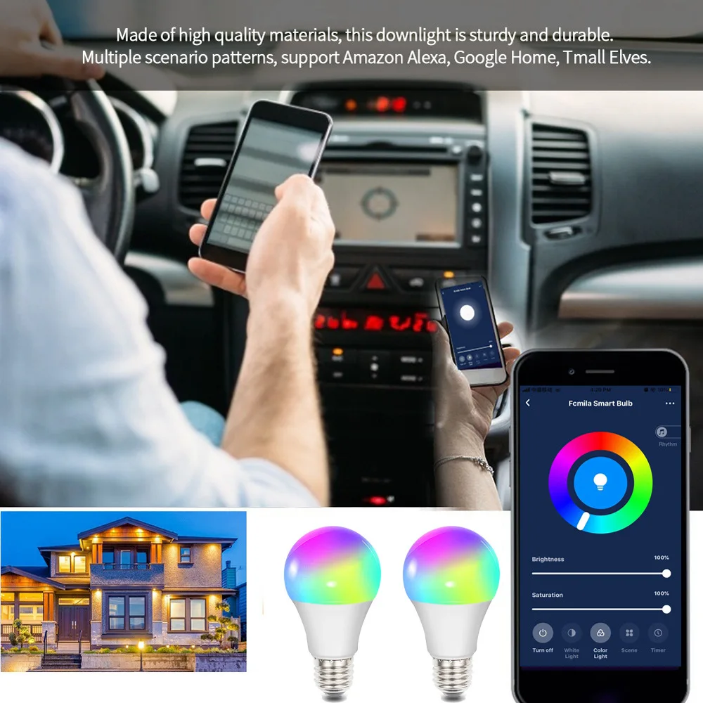 

Smart WIFI Bulb with Color Changing Work with Google Home Alexa B22 E27 E26 E14 Colored Light Bulb