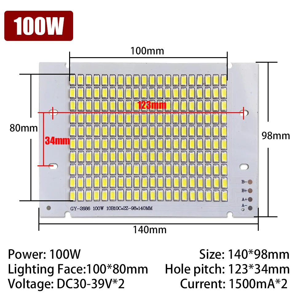 50 Вт 100 SMD светодиодный чип COB Чип 5730 для наружного освещения с длительным сроком