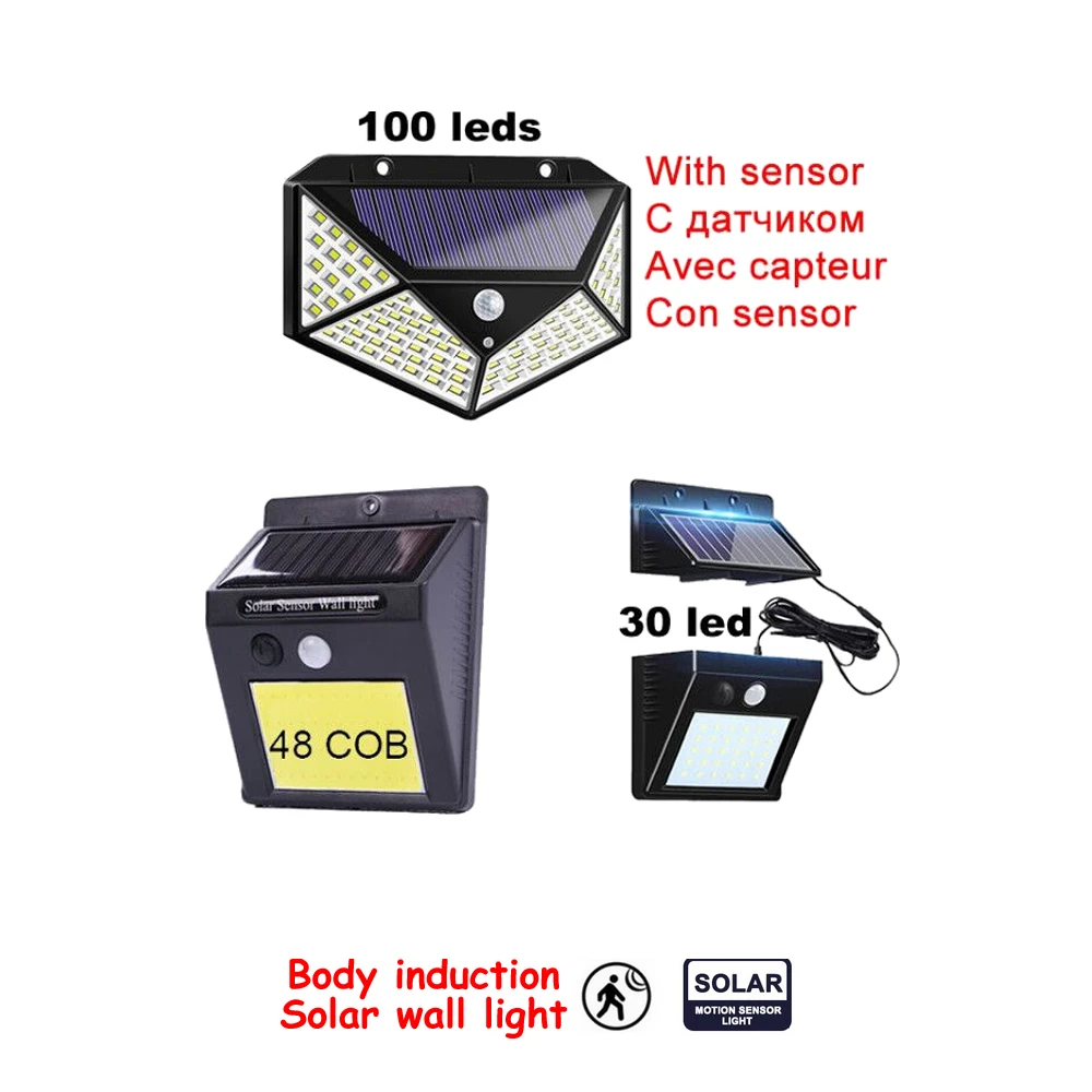Светодиодный светильник на солнечной батарее с датчиком движения светодиодный