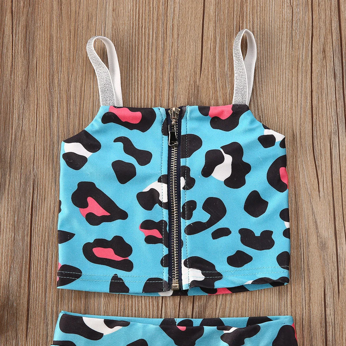 Модный леопардовый комплект одежды для новорожденных девочек жилет без рукавов