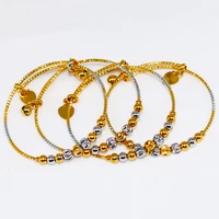 24k copper ethnic bead gold color saudi arabic bangles for girls bracelet women girl africa bangles wedding jewelry