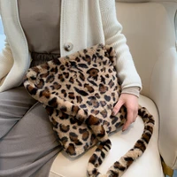 womens winter faux fur clutch bag fashion leopard wallet ladies edema mesh bag bolsa femme suede handbag ladies tote bag