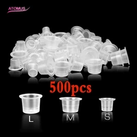 mix 500pcs sml tattoo ink cup cap disposable plastic microblading accessories supply pigment clear holder rack container