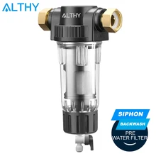 ALTHY Pre filter Whole House Spin Down Sediment Water Filter Central Prefilter Purifier System Backwash Stainless Steel Mesh