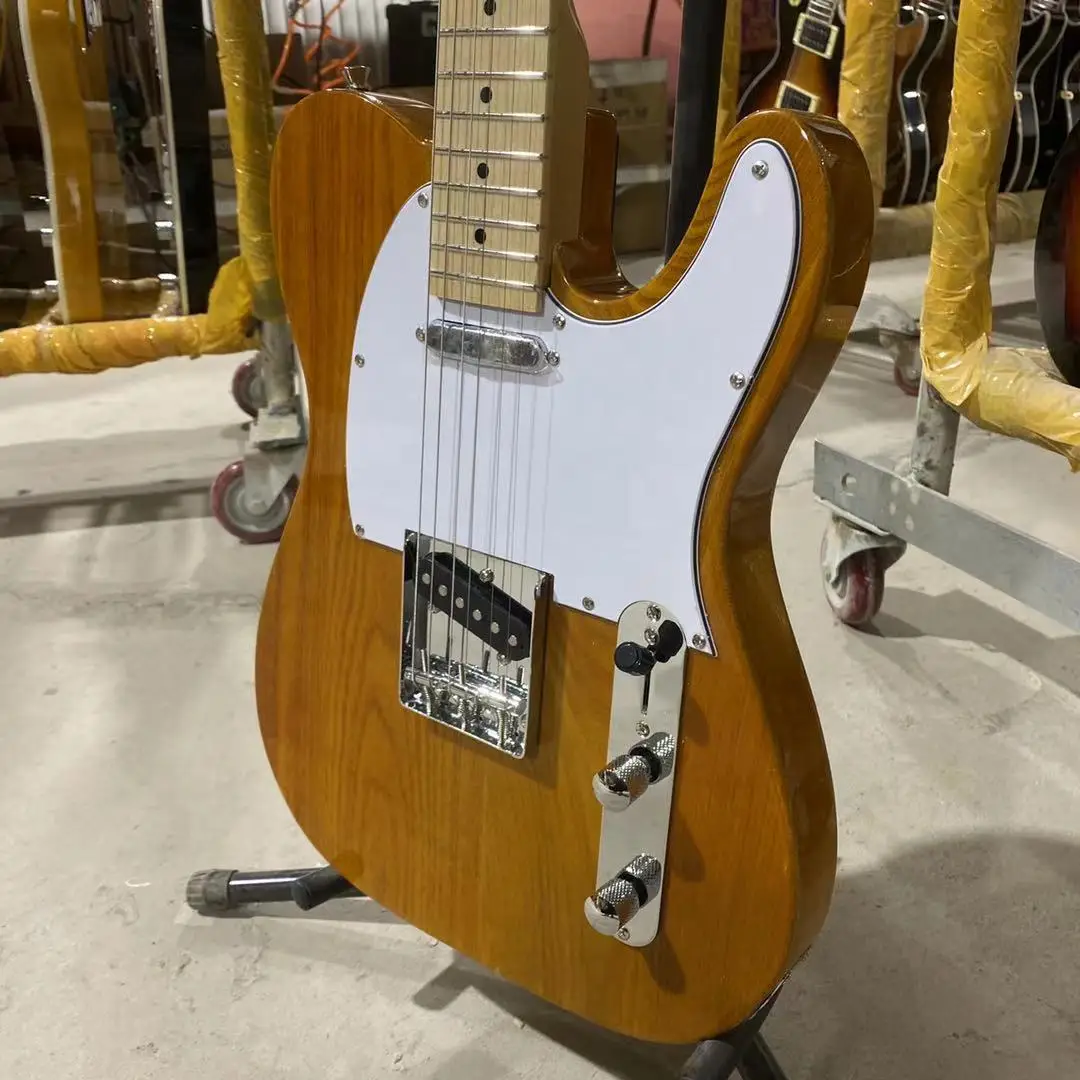 Tele электрическая гитара Alderwood Body светильник-желтого цвета Кленовая грифельная
