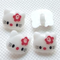 cncraft 50pcs cartoon cat white plastic buttons 14mm kids handle shank sewing scrapbooking craft child handmade button