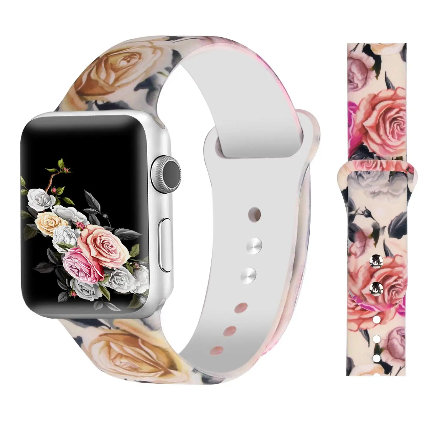 Печатные силиконовый ремешок для наручных часов Apple Watch 38 мм/40 мм 42 мм/44 мм спортивный ремешок для наручных часов iwatch серии 4/3/2/1 Смарт-часы браслет