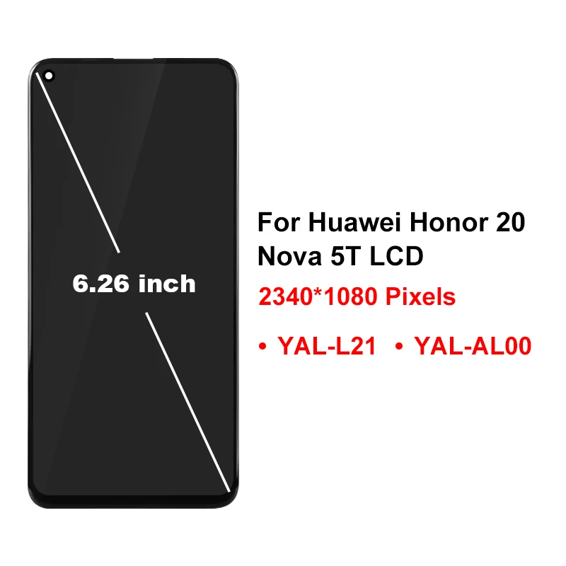 6 26for huawei honor 20 lcd yal l21l61a l61d l71a display touch screen digitizer replacement parts for huawei nova 5t lcd free global shipping