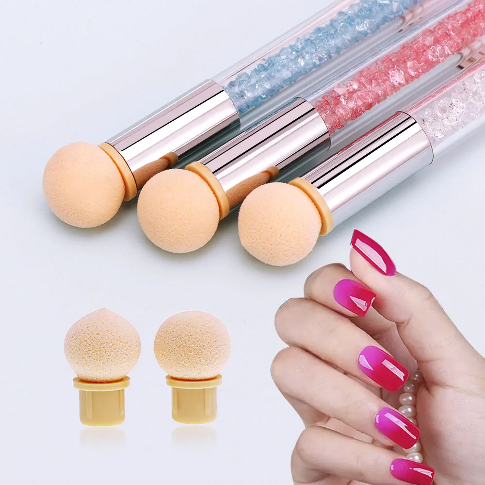 

1Set Gradient Nail Art Brush Sponge Double-ended Shading Pen Acrylic Gel Glitter Powder Picking Dotting Manicure Tools