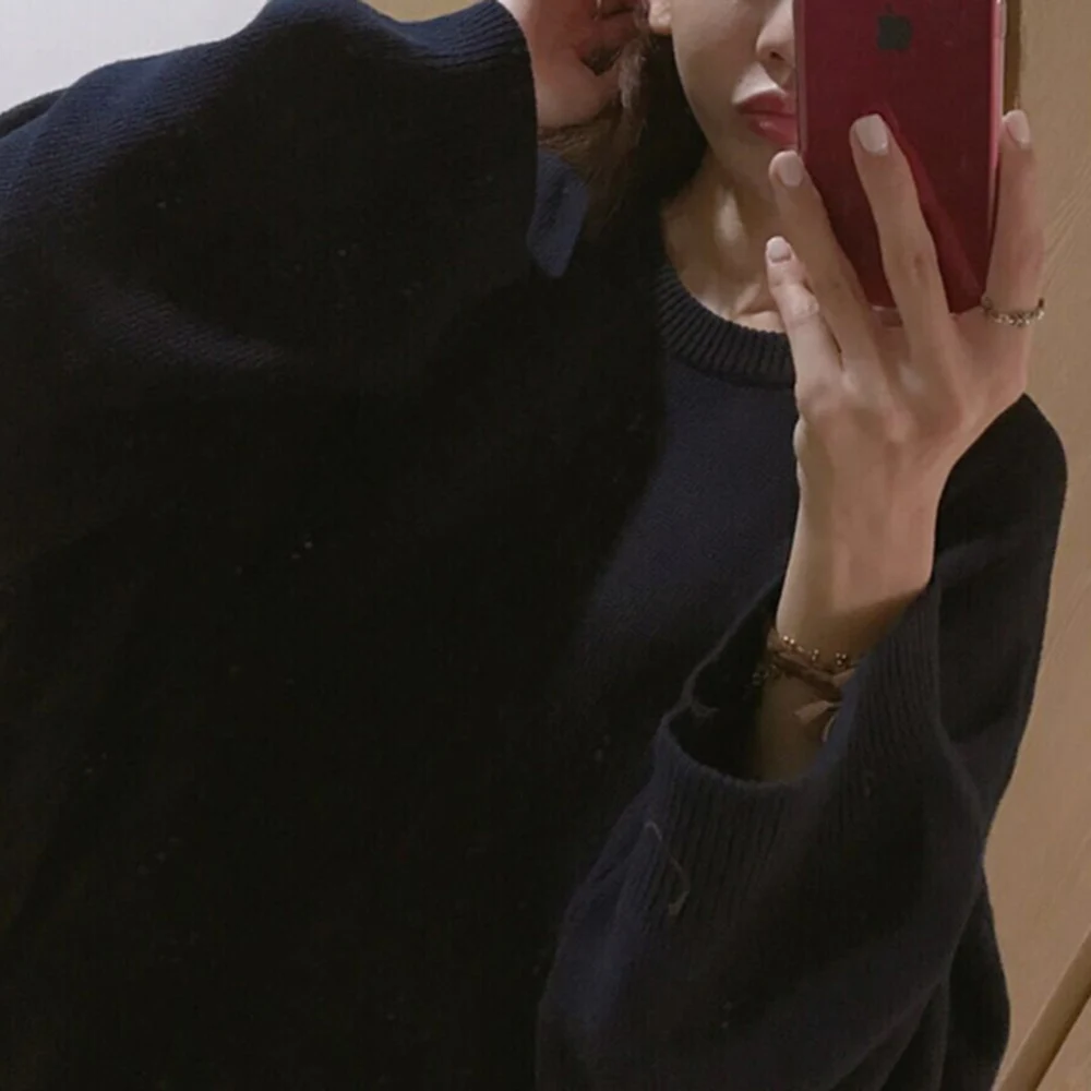 Женское трикотажное платье с круглым вырезом однотонное повседневное Свободное