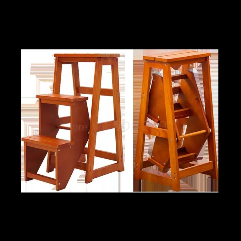 Бытовая Лестница из бамбукового дерева стул лестница многофункциональное