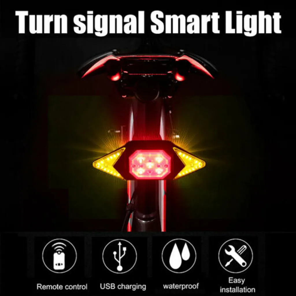 

Free Ship Bike Tail Light Turn Signals 5mode Usb Rechargeable Rear Wireless Remote Control Accesorios para bicicletas accesorios