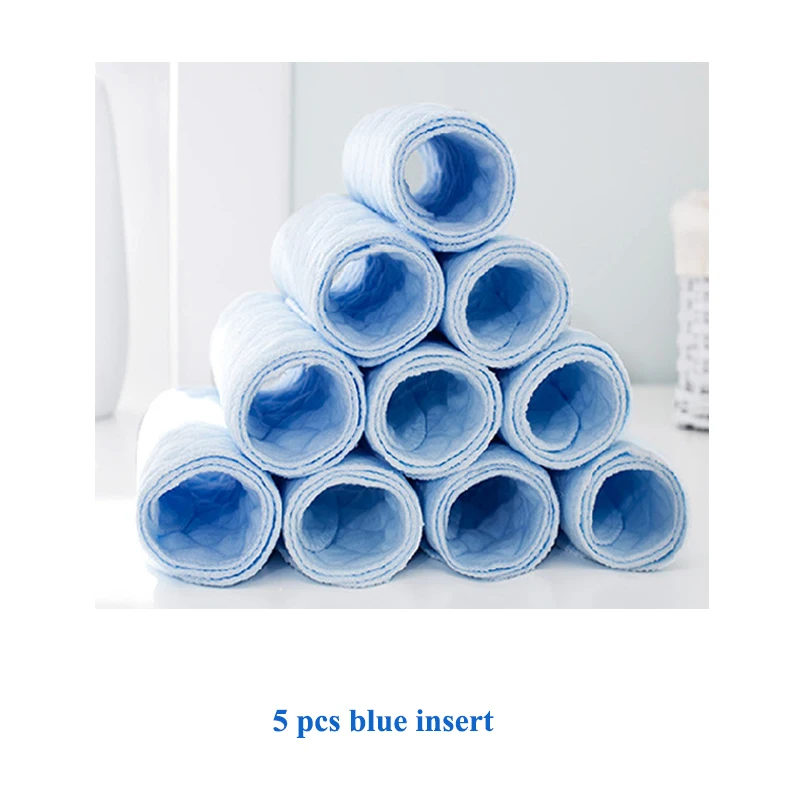 [usurpon] 5 pcs Cotton Insert Reusable Colored Baby Fitted Diaper Insert ECO Cotton Absorbent Newborn Diaper Insert - Цвет: Blue Color