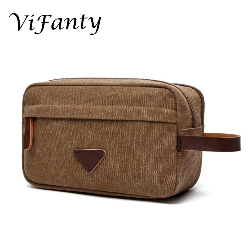 Мужская Дорожная сумка для туалетных принадлежностей Холщовый кожаный