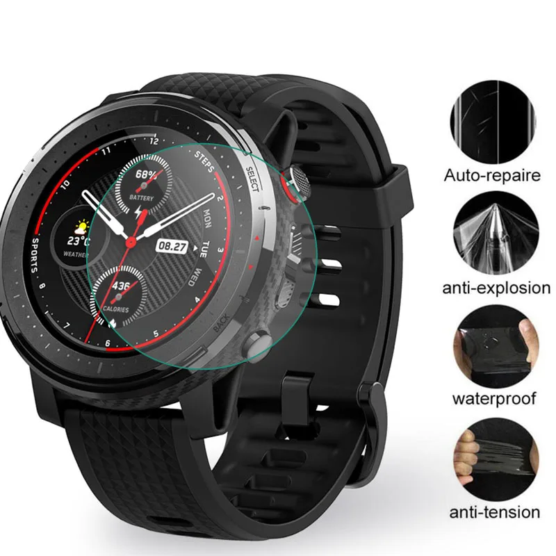 

Soft Clear Protective Film Guard For Xiaomi Huami Amazfit Stratos 3 Watch Stratos3 Smartwatch Screen Protector Cover (Not Glass)