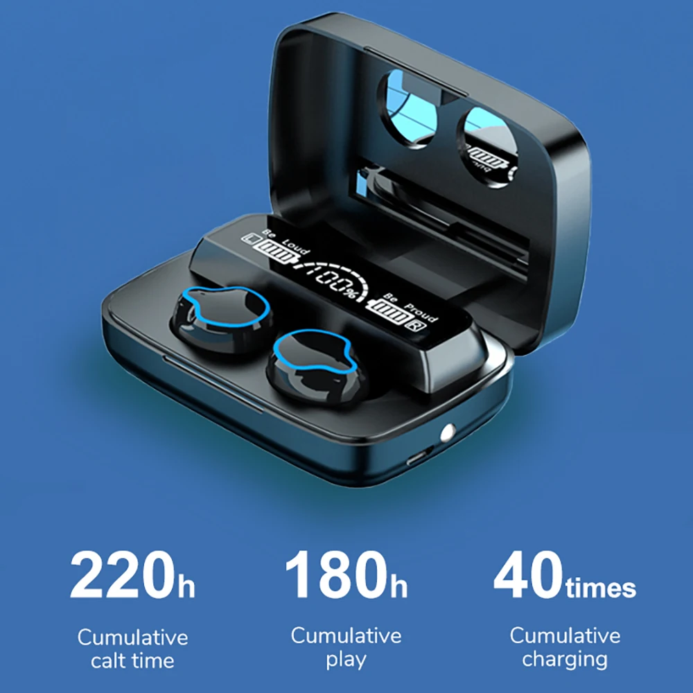 

M9 Bluetooth 5.1 Earbuds With LED Display Charging Case TWS HiFi Stereo Waterproof Sport Wireless Bluetooth Earphones For IPhone