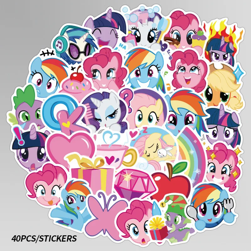 40Pcs Disney my little pony Not repeating Cute Cartoon Stickers Skateboard Motorcycle Luggage Laptop Guitar Notebook Sticker Toy | Игрушки и
