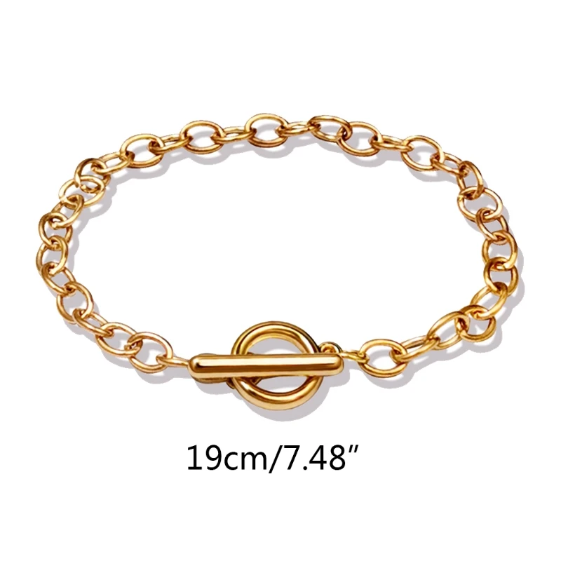 

12 Pcs Chain Bracelets Alloy Metal Plated Link with OT Toggle Clasps for Men Women Charm Minimalist Jewelry Bangle