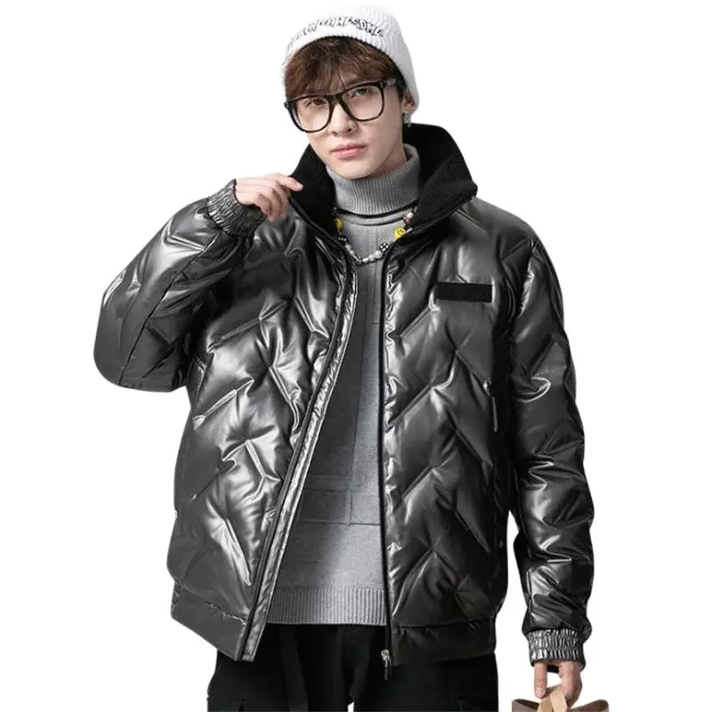 

Высококачественный зимний мужской пуховик, модная повседневная однотонная простая свободная стильная теплая светильник Кая ветрозащитна...