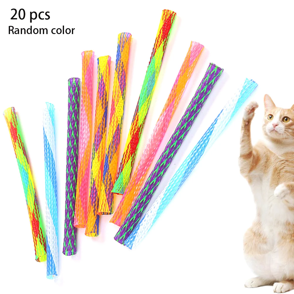 

20pcs Cat Toy Freely Folding Spring Shape Multi-Color Kitty Tube Interactive Cats Toys Bundle Kitten Stick Cat Pet Supplies