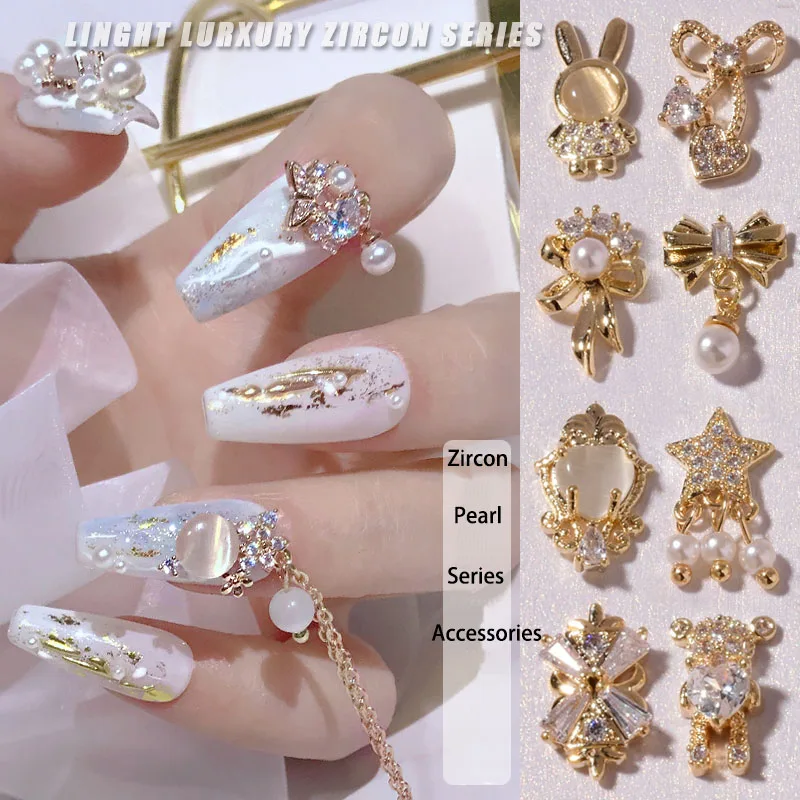

1/2pcs Metal Zircon Diamond Nail Art Decorations Zircon Rhinestone Nail Art Jewelry Alloy Zircon Tassel Pendant Accessory