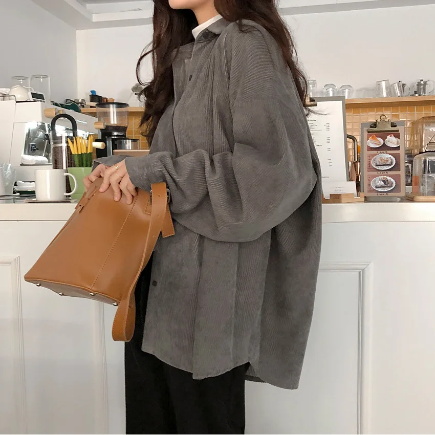 

Frock shirt women's autumn dress 2020 New Retro BF languid, loose and slim long sleeve corduroy coat trend