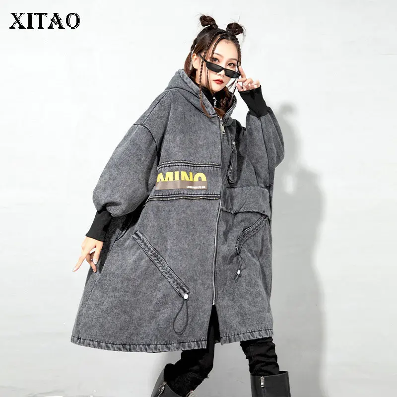 

XITAO Women Plus Size Trench Pocket Goddess Fan Casual Style Full Sleeve Autumn Minority Loose Elegant Trench Coat LDS0007