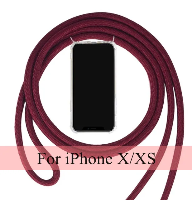 Чехол с шнурком и цепочкой для iphone 7, 8 plus, X, XS, оболочка, Кроссбоди, ожерелье, ремешок, чехол для телефона s, для iphone 7, P, 8, P, 7, 8 plus, X, XS, чехол - Цвет: 01 for iphone X XS